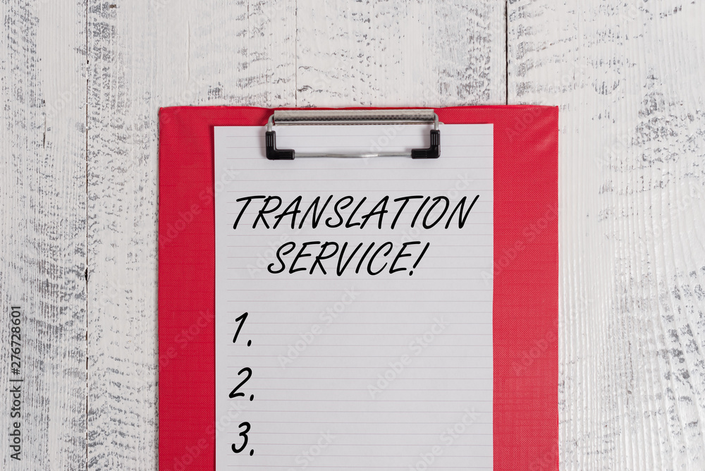 Poster text sign showing translation service. business photo text the equivalent target language from the m