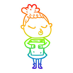 rainbow gradient line drawing cartoon calm woman