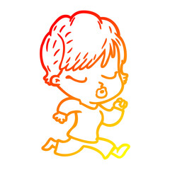 warm gradient line drawing cartoon woman with eyes shut