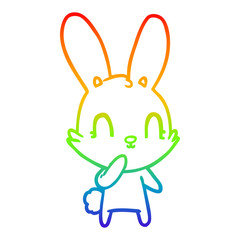 rainbow gradient line drawing cute cartoon rabbit