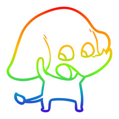 rainbow gradient line drawing cute cartoon elephant