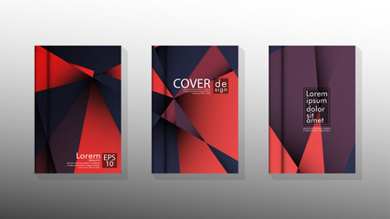 Gradient minimal geometric pattern. design a triangular cover background with red and black