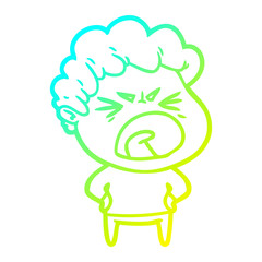 cold gradient line drawing cartoon furious man