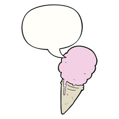 cartoon ice cream and speech bubble