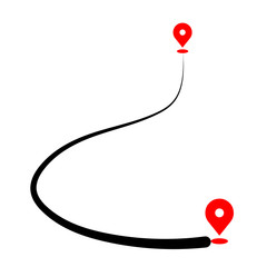 Path line from between two red points or way to somewhere isolated on white background.