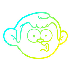 cold gradient line drawing cartoon monkey face