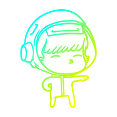 cold gradient line drawing cartoon curious astronaut