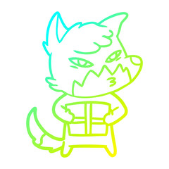cold gradient line drawing clever cartoon fox