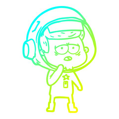 Obraz premium cold gradient line drawing cartoon tired astronaut
