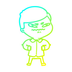 cold gradient line drawing cartoon angry man