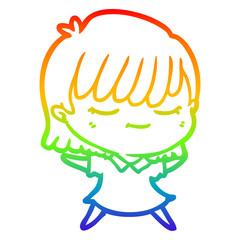 rainbow gradient line drawing cartoon woman
