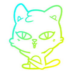 cold gradient line drawing cartoon cat