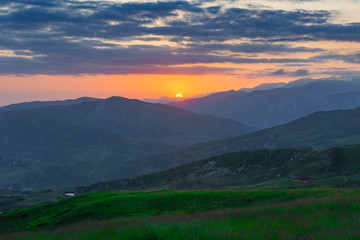Colorful sunset in the mountains