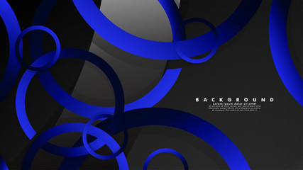 Abstract metal vector background with shiny fancy blue black circles