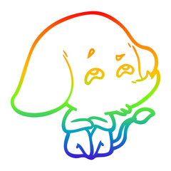 rainbow gradient line drawing cartoon elephant remembering