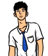 cartoon cute man on white background