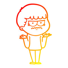 warm gradient line drawing cartoon angry man