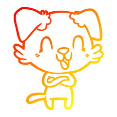warm gradient line drawing laughing cartoon dog