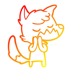warm gradient line drawing friendly cartoon fox