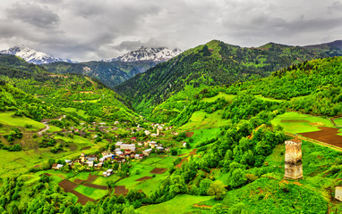 Nakipari village in Upper Svaneti, Georgia