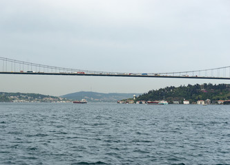 Obraz premium traffic problems and traffic jam on the Bosphorus Bridge or 15 July Martyrs Bridge in Istanbul