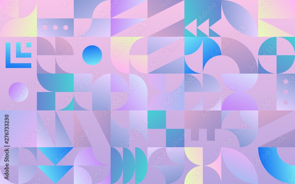 Poster geometric pattern with retro styled vaporwave shapes