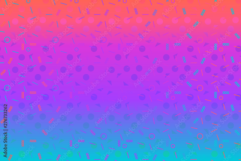 Poster Abstract background with 80s memphis geometics style pattern and vibrant psychedelic colors