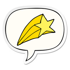 cartoon shooting star and speech bubble sticker