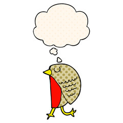 cartoon bird and thought bubble in comic book style