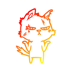 warm gradient line drawing tough cartoon cat