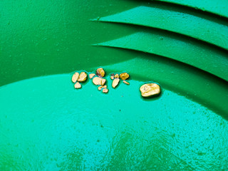 Gold pan with gold