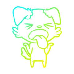 cold gradient line drawing cartoon disgusted dog shrugging shoulders