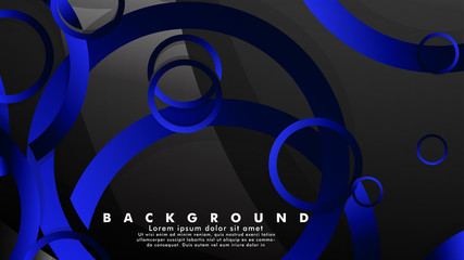 Abstract metal vector background with shiny fancy blue black circles