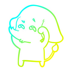 cold gradient line drawing cartoon elephant remembering
