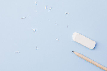 Rubber near graphite pencil