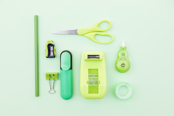 Set of green stationery
