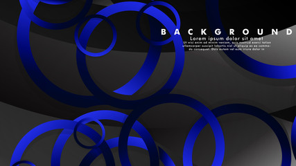 Abstract metal vector background with shiny fancy blue black circles