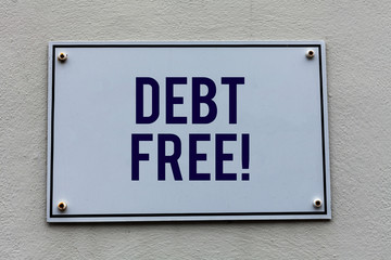 Conceptual hand writing showing Debt Free. Concept meaning does not owning any money to any...
