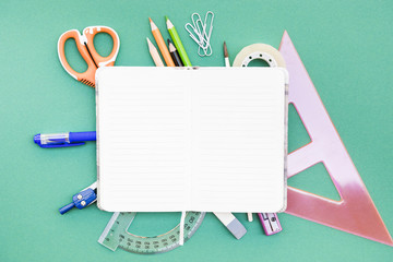 Opened notebook on stationery