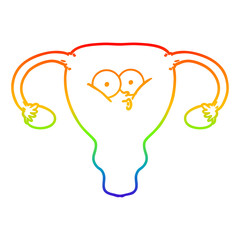 rainbow gradient line drawing cartoon uterus