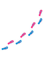 bunte flip flops gehen laufen weg fußabdrücke clipart sommer sandalen 2 schuhe paar füße anziehen urlaub ferien strand meer hausschuhe barfuß typisch deutsch cool design