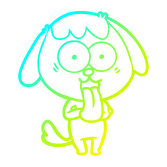 cold gradient line drawing cute cartoon dog