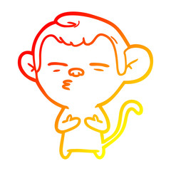 warm gradient line drawing cartoon suspicious monkey