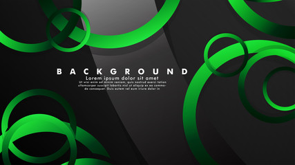 Abstract metal vector background with shiny fancy green black circles