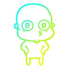 cold gradient line drawing cartoon weird bald spaceman