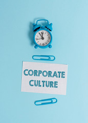 Handwriting text writing Corporate Culture. Conceptual photo pervasive values and attitudes that...