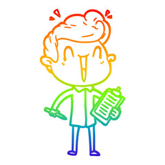 rainbow gradient line drawing cartoon excited man