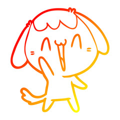 warm gradient line drawing cute cartoon dog