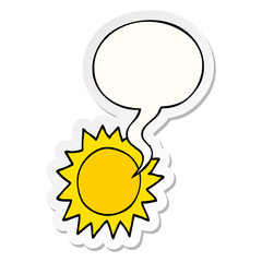 cartoon sun and speech bubble sticker