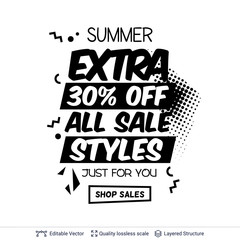 Summer ad sale text in pop-art style.